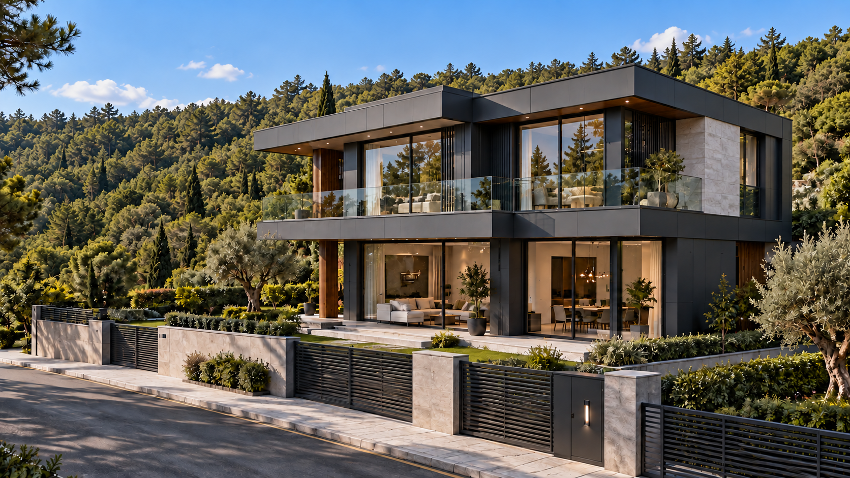 Temsili modern villa mimari taslağı